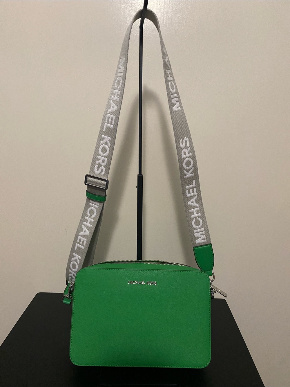 Michael Kors Green Crossbody with Branded Grey Strap